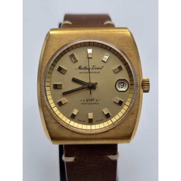 Mathey Tissot Other - Vintage 1970s Mathey-Tissot UHF Matissonic Automatic Gold-Plated Swiss Watch